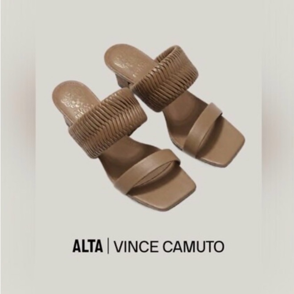 Vince Camuto Brown Mules with Woven Strap